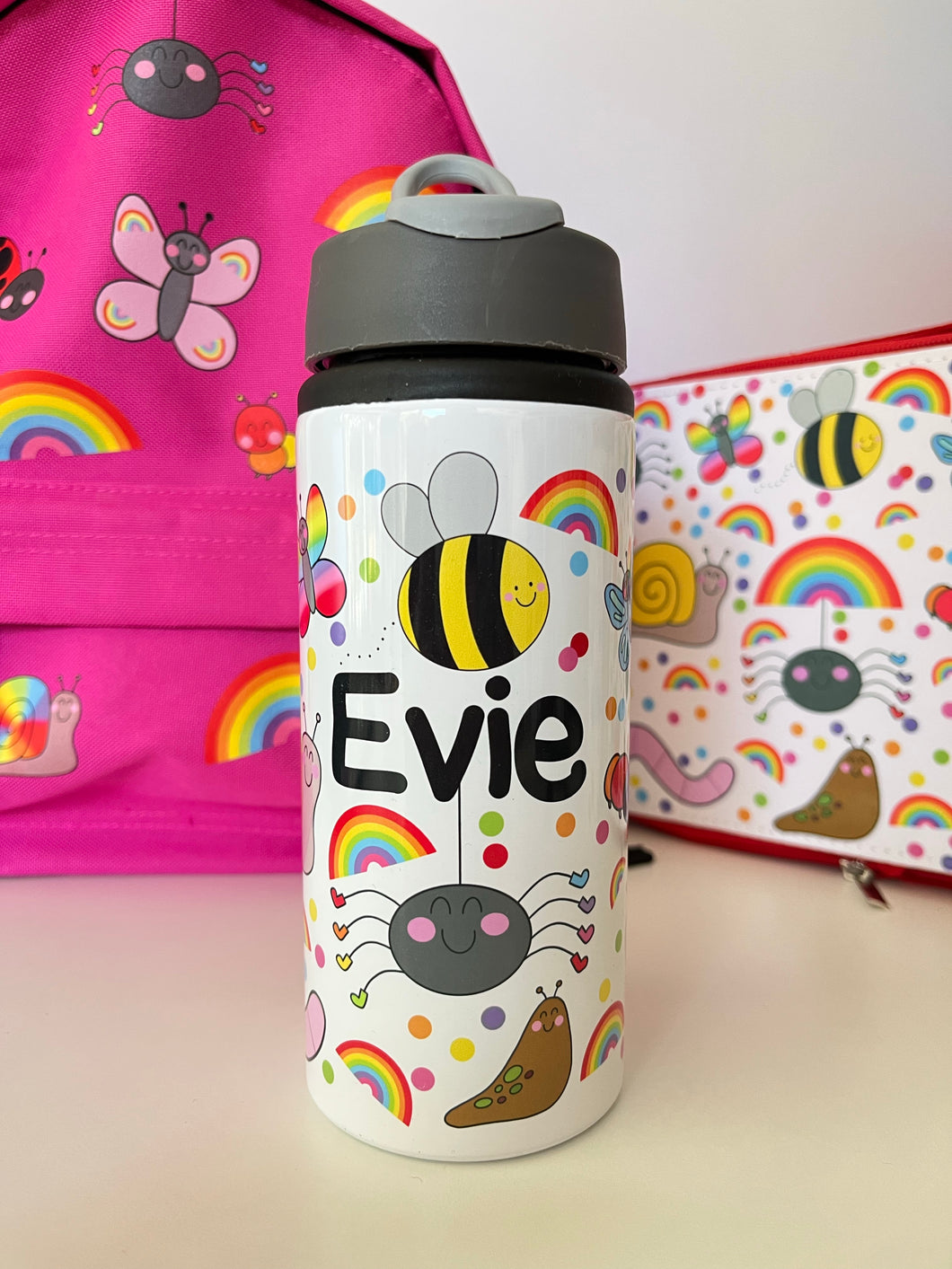 Personalised water bottle with straw
