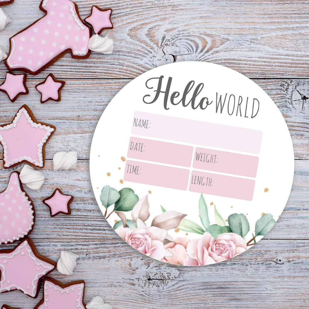 New Baby Birth Details Disc- Floral