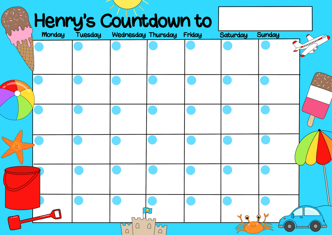 Holiday Countdown Whiteboard (monthly design)