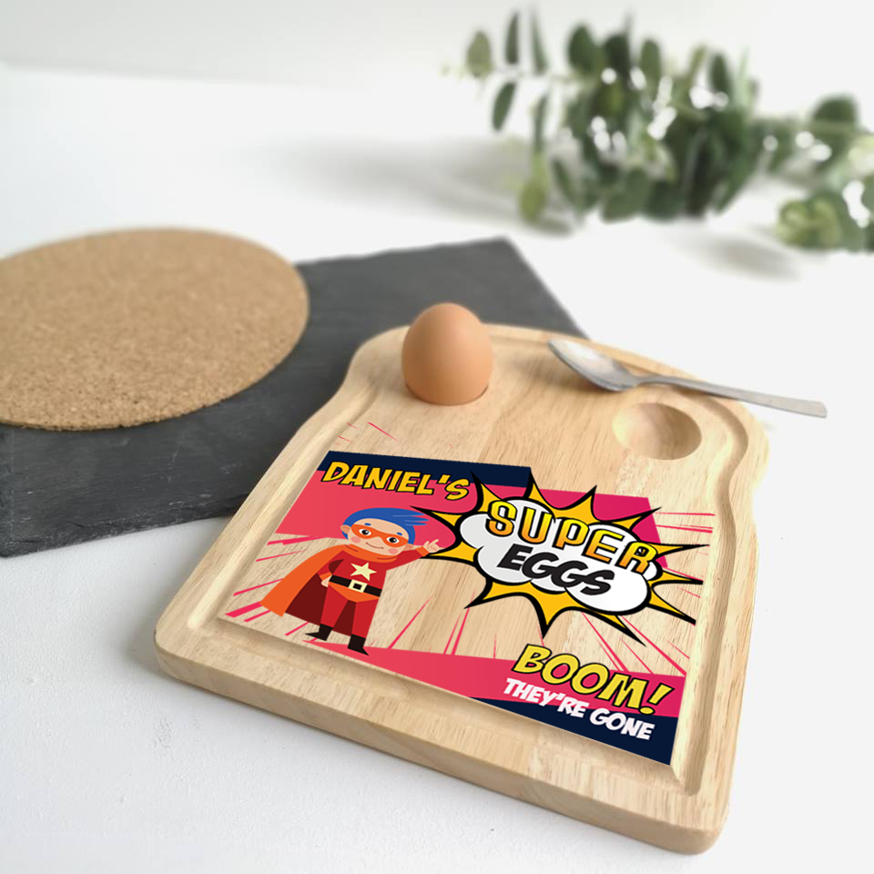Superhero Egg Breakfast Board (Red/Blue)