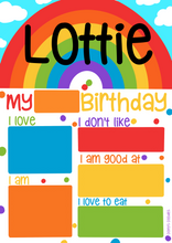 Load image into Gallery viewer, Rainbow Birthday Whiteboard (different colours available)
