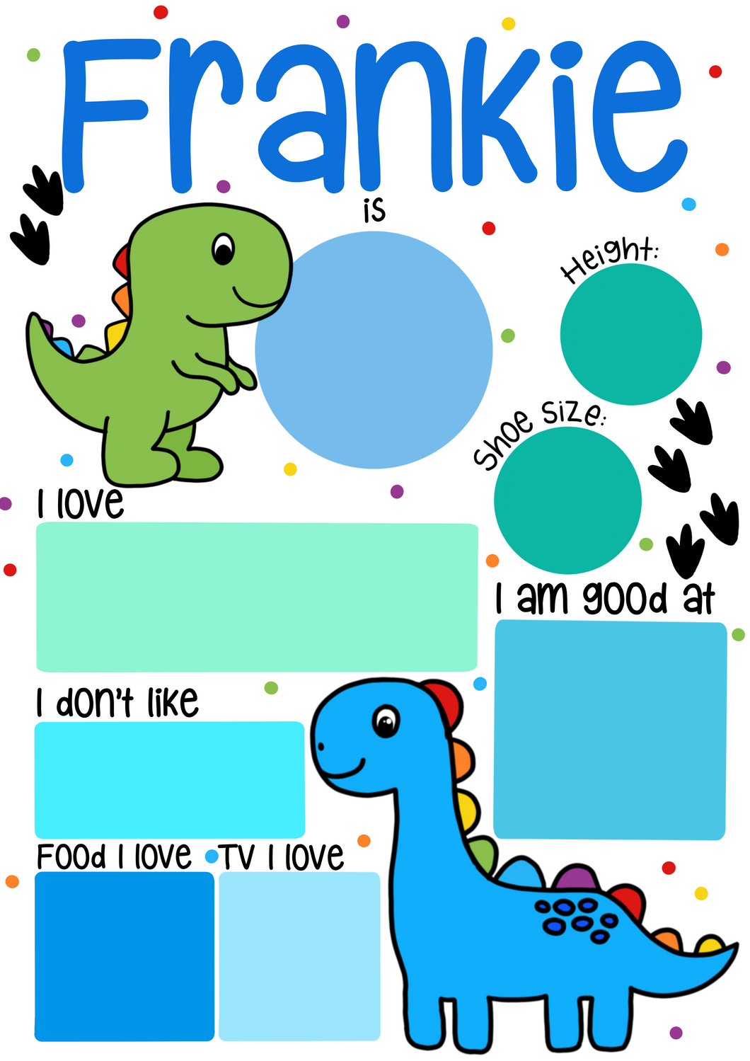 Dinosaur Birthday Whiteboard (different colours available)