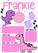 Load image into Gallery viewer, Dinosaur Birthday Whiteboard (different colours available)
