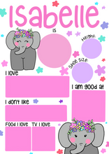 Load image into Gallery viewer, Elephant Birthday Whiteboard (different colours available)
