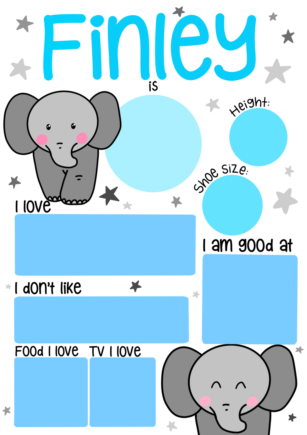 Elephant Birthday Whiteboard (different colours available)