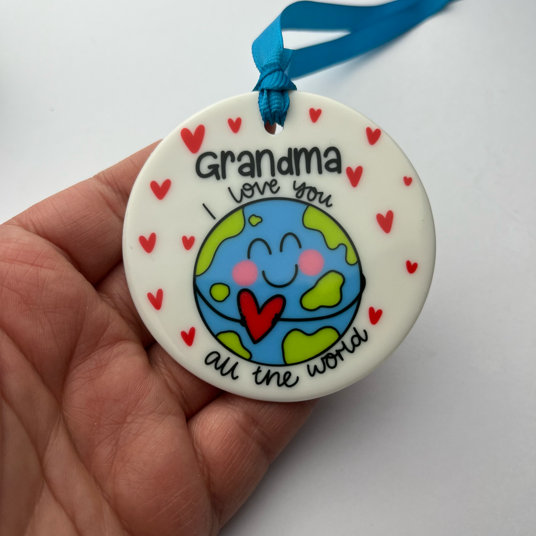 'Love you all the world' Ceramic Keepsake Decoration