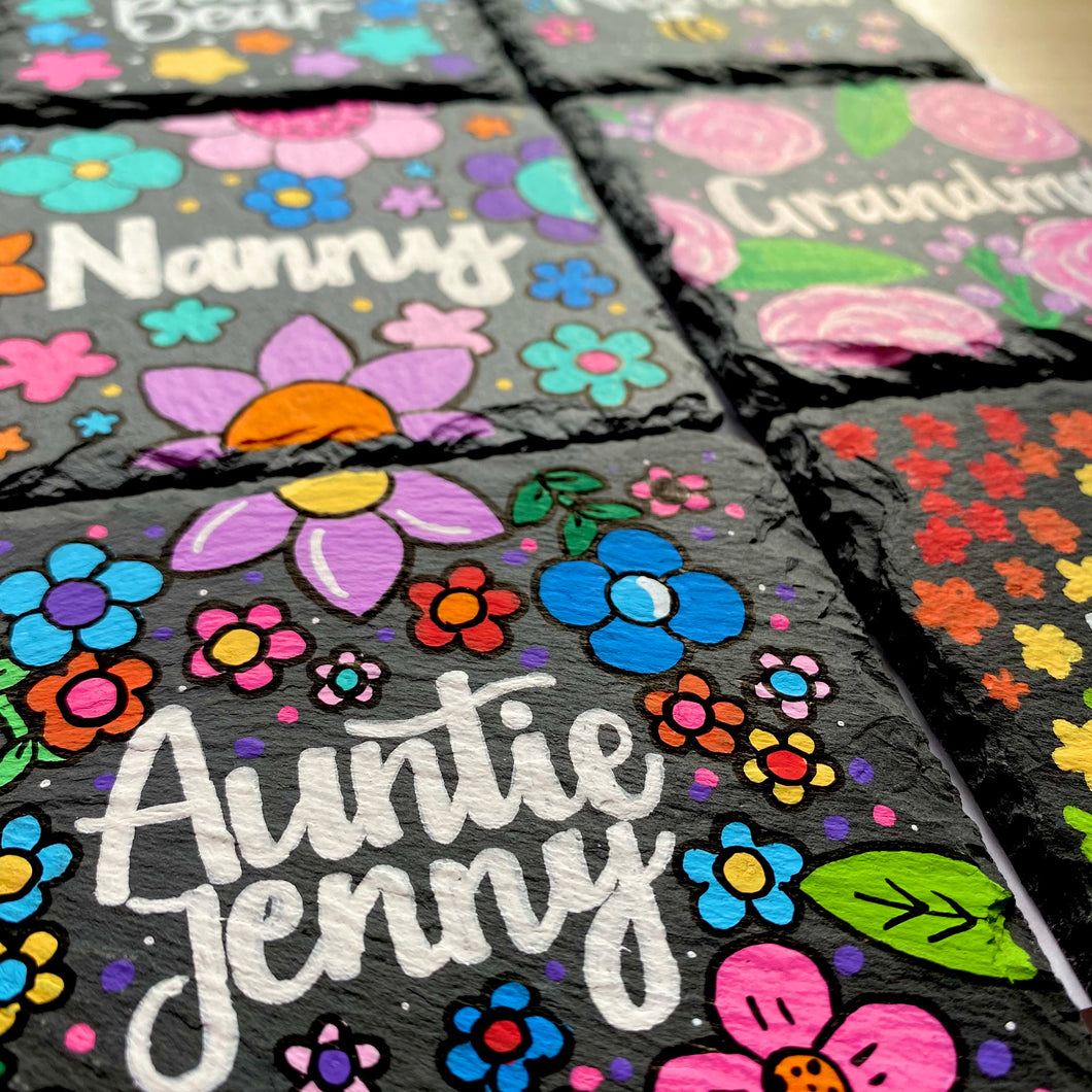 Hand painted slate coaster